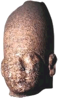 Red granite head attributed to Huni. Brooklyn Museum