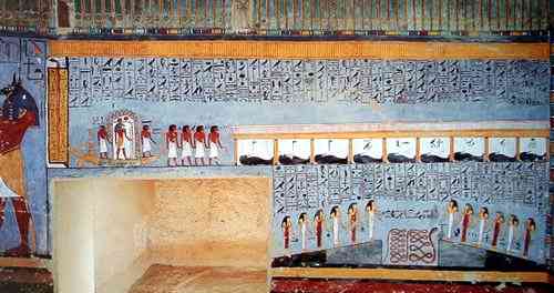Wall paintings in the burial chamber.