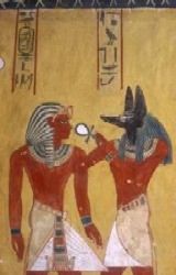 Krl z Anubisem - malowido z grobowca.